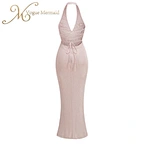 v-neck rhinestone halter dress