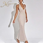 rhinestone halter dress