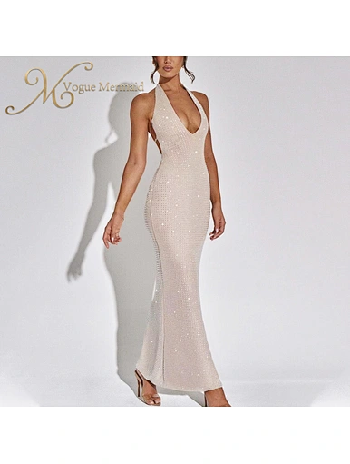 rhinestone halter dress